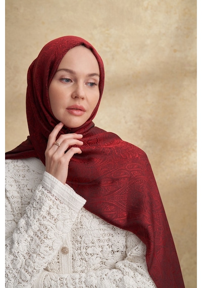 Armanda Jose Jakar Ethnic Desen Şal- 3303 Bordo