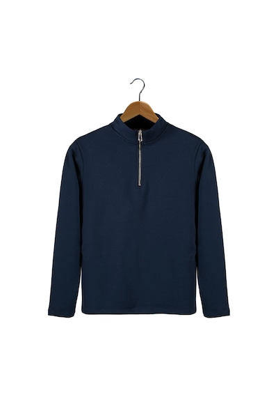 Terapi Men Erkek Lacivert Yarım Fermuarlı Basic Düz Sweatshirt Lacivert3