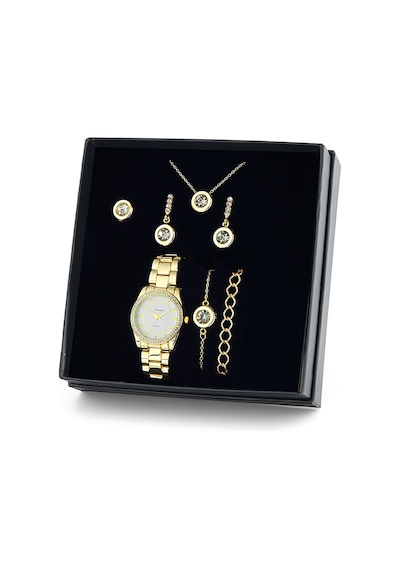 Forentina Altın Kaplama Tektaş Takı Set - Saat Set  Ps1680 Altın