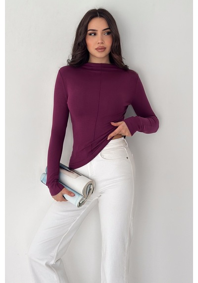 Noa & Noa Kadın Dikiş Detaylı Fit Bluz White Line Mor