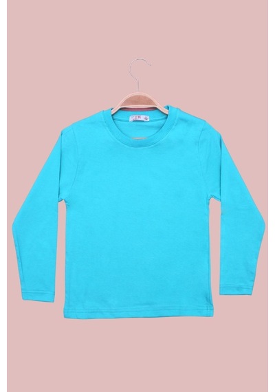 Panios Kids Düz 0 Yaka Uzun Kol Unisex Çocuk Turkuaz Sweatshirt Turkuaz