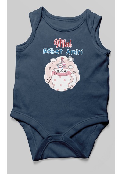 Mini Nöbet Amiri Baskılı Bebek Zıbını Çıtçıtlı Body %100 Pamuk Sıfır Kol Lacivert