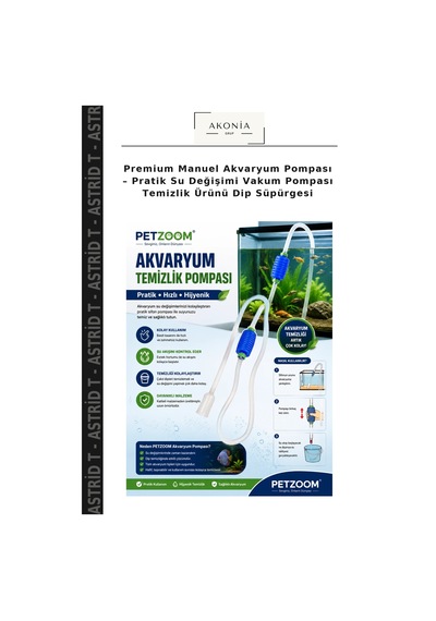 Premium Manuel Akvaryum Pompası Pratik Su Değişimi Vakum Pompası Temizlik Ürünü Dip Süpürgesi