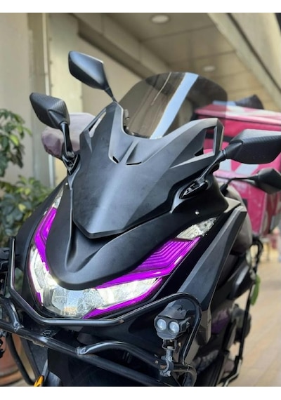 Honda Pcx 125 2021-2024 Spoiler Cam Ve Katlanır Ayna Seti Forza Dönüşüm Siyah