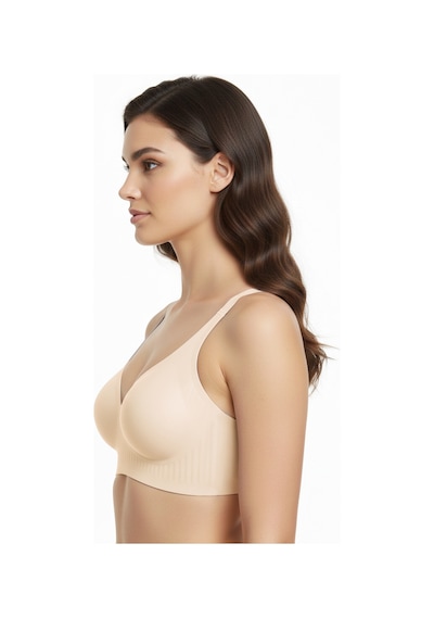 Cottonhill Seamless Bra - Slight Ten Lazer Kesim Dikişsiz Dilim Detaylı Balensiz Kadın Sütyen Ten