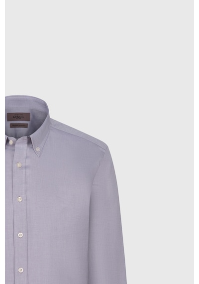 Erkek Sıyah %100 Pamuk Slim Fit Dar Kesim Düğmeli Yaka Oxford Gömlek Siyah