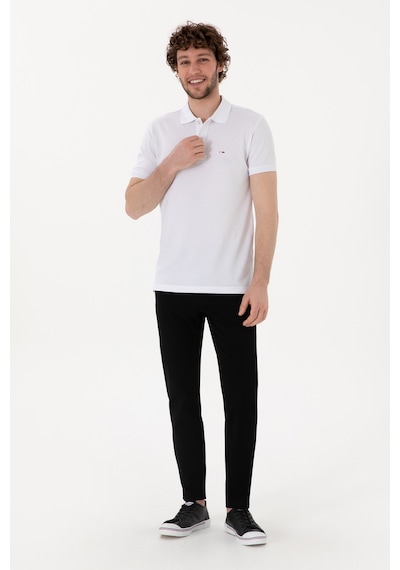 U.S. Polo Assn. Erkek Slim Fit Polo Yaka Beyaz Basic Tişört 50297983-VR013