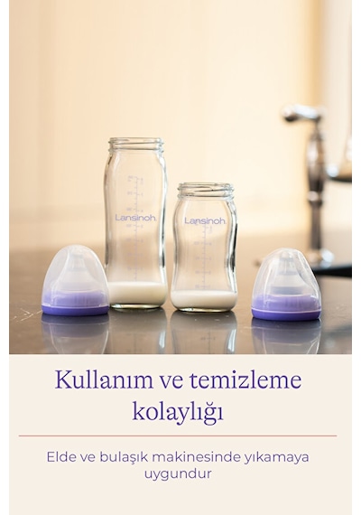 Lansinoh® 160 ML Cam Biberon ve NaturalWave® Biberon Emziği (1Ay+)