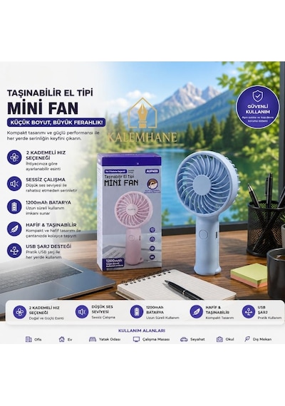 Kalemhane Mini El Fanı- 3 Kademeli Turbo Güç