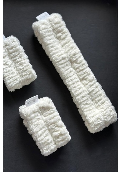 Mikrofiber Welsoft Saç Bandı Ve Bileklik Seti, Yumuşak Beyaz, Yüz Yıkama Ve Makyaj İçin, Kırmızı Keseli, 4 Parça