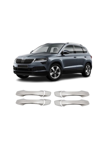 Skoda Karoq Uyumlu 2017 Ve Üzeri Krom Kapı Kolu 4 Kapı Deliksiz Paslanmaz Çelik