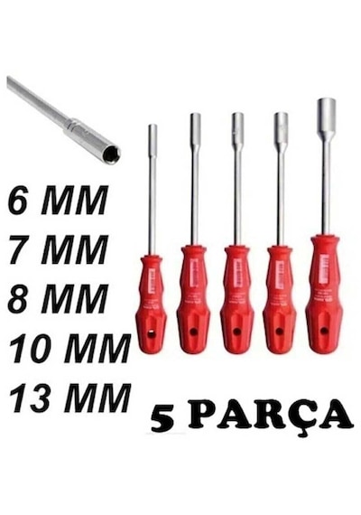 5 Adet Lokma Anahtar Tornavida 6/7/8/10/13/mm Metal Altıgen Tdrtr 52563184