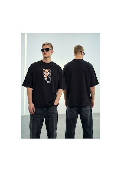Wild Wood Garment Wild Wood "predator" Tiger Eye Streetwear Premium Kalite Oversize T-shirt Siyah Wild Wood Garment Wild Wood "predator" Tiger Eye Streetwear Premium Kalite Oversize T-shirt Siyah