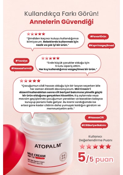 Atopik Ciltlere Özel Cilt Bariyerini Destekleyen Yoğun Nemlendirici Krem Atopalm Mle Cream 100 Ml