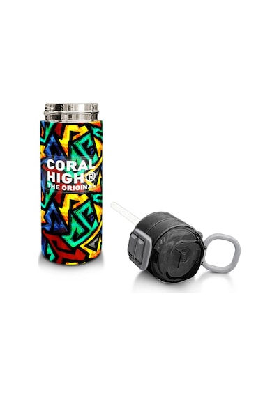 Coral High Kids Siyah Grafiti Desenli Pipetli Ve Direkt İçim Çelik Termos 500 Ml 31847 Siyah - Mavi