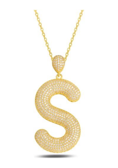 Brezza Lusso Jewelry 18k Serie Oro S Harfi Kadın Gümüş Kolye 50 CM 50 CM