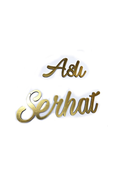 Kişiye Özel Gold Pleksi Nişan Isimliği Altın