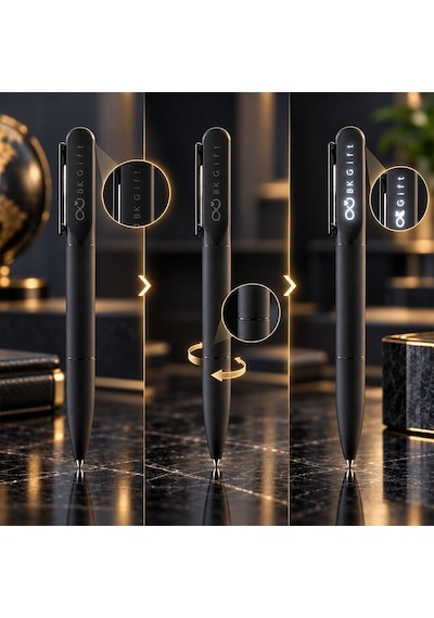 Logonuza Özel 10 Adet 1250 Işıklı Metal Tükenmez Kalem Siyah