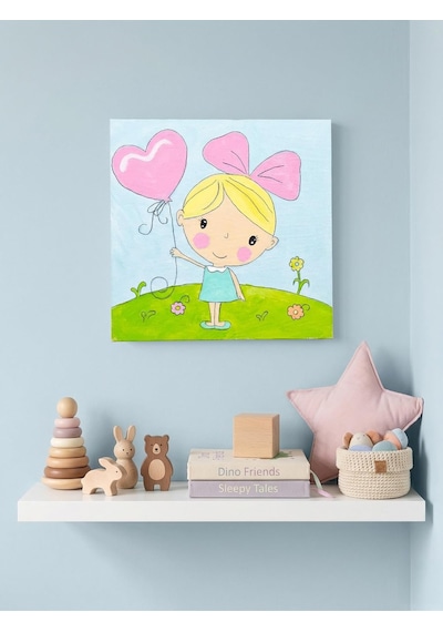%100 El Yapımı Sevimli Akrilik Tablo - 20x20 Cm Bebek Odası Dekoru