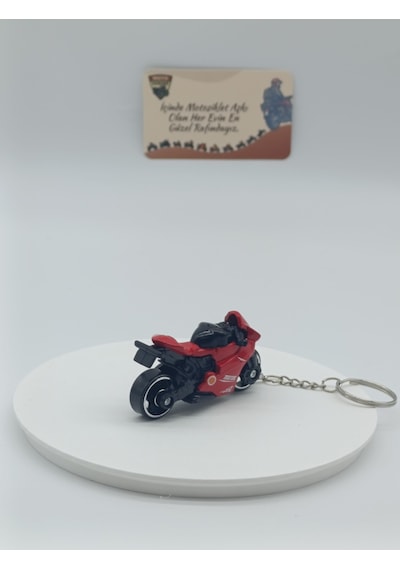 Süpersport Motosiklet Metal Anahtarlık Kırmızı - Diecast Yarış Motoru Figürü