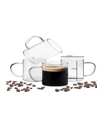 6'lı Borosilikat Kupa Nescafe,latte,filtre Kahve,süt,bitki Çayı