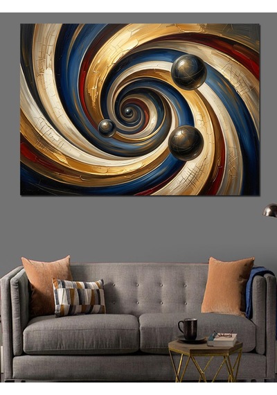 Altın Ve Siyah Spiral Girdap Dekoratif Kanvas - Mdf Ahşap Tablo