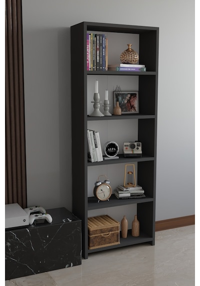 Alpa Ev Mobilya 5 Raflı Kitaplık, Modern Çok Amaçlı Ahşap Ofis, Salon Ve Mutfak Raf Dolabı Antrasit Alpa Ev Mobilya 5 Raflı Kitaplık, Modern Çok Amaçlı Ahşap Ofis, Salon Ve Mutfak Raf Dolabı Antrasit