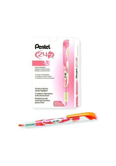 Pentel Highlighter Likit Mürekkepli, Şeffaf Gövdeli Fosforlu Kalem, Turuncu Genel