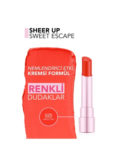 Flormar Sheer Up Sweet Escape Yarı Transparan & Parlak Bitişli Nemlendirici Ruj 025 Apcottart