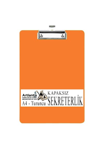 Sekreterlik Kapaksız A4 1 Adet Renkli A4 Kapaksız Sekreterlik Klipsli Metal Mekanizmalı 80 Yaprak Kapasiteli Turuncu