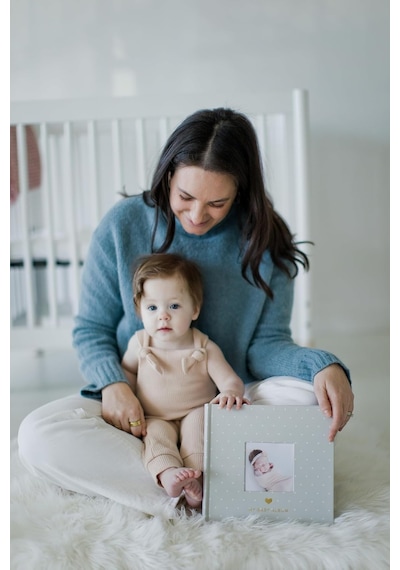 Bebek Fotoğraf Albümü, Yeni Ve Bekleyen Ebeveynler İçin Hatıra Kitabı, Cinsiyetsiz Bebek Aksesuarı, Baby Shower İçin İdeal Hediye, 200 Resim Tutar, Gri Ve Beyaz Puantiyeli