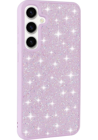 Galaxy S24 Plus Uyumlu Parlak Taşlı Tasarım Pırlanta Zore Kılıf-lila Lila