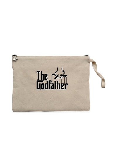 The Godfather Black Text Krem Clutch Astarlı Cüzdan / El Çantası Krem