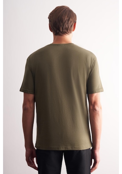 Haki Bisiklet Yaka Kısa Kol Slim Fit Pamuklu Basic Tişört 1011255106 Haki