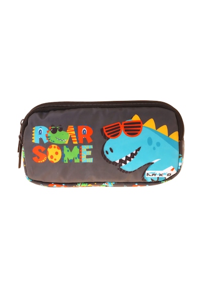 Kaukko Kids Dinazor Roar Some Baskılı Sarı - Mavi Erkek Çocuk Okul Kalemliği Kalem Çantası - L5396