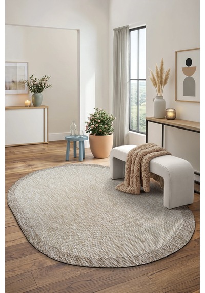 S605-bej Bej Oval Sisal Jüt Halı Düz Dokuma Hasır Halı Kaymaz Taban Salon Oturma Odası Halısı