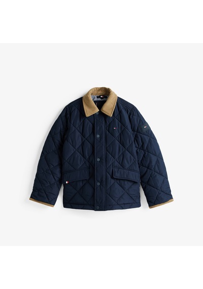 Tommy Hilfiger Contrast Collar Quilted Relaxed Çocuk Lacivert Ceket Kb0kb09814 Mavi
