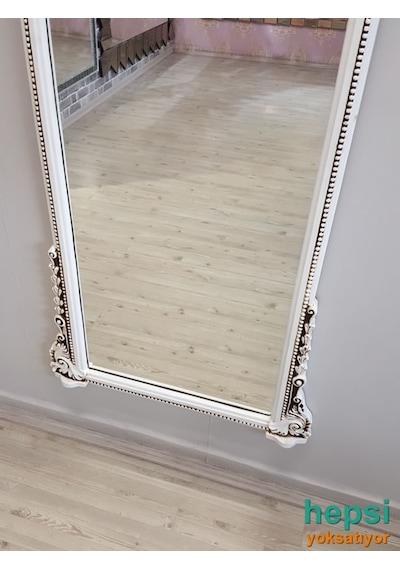 Matmazel Model Eskitme Beyaz Renk Varaklı Boy Aynası Beyaz