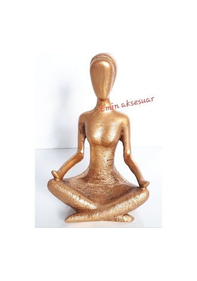 Yoga Yapan Kadın 3 Lü Set Küçük Dekoratif Hediyelik Obje Altın