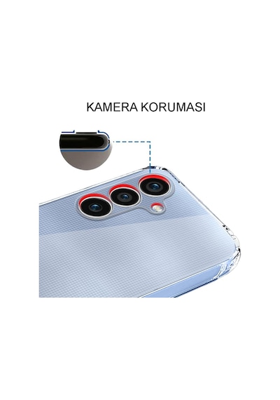 Samsung Galaxy Uyumlu S24 Kapak Kamera Korumalı Tıpalı Şeffaf Silikon Kılıf