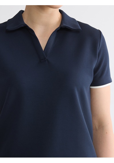 Lcw Comfort Lacivert Polo Yaka Kadın Tişört