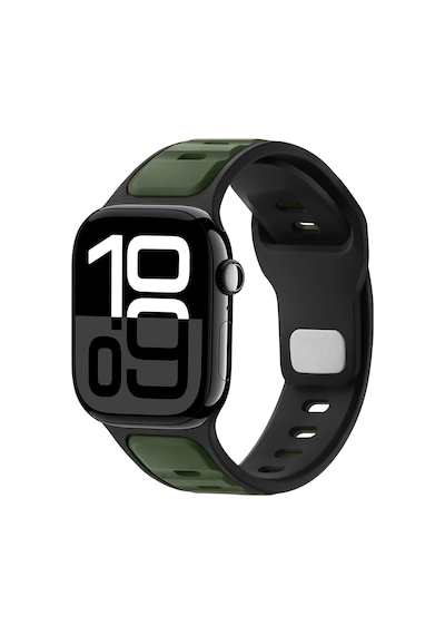 Apple Uyumlu  Watch 42mm 44mm 45mm S10 46mm Ultra 49mm Çift Renkli Spor Silikon Kordon Nefes Alabilir