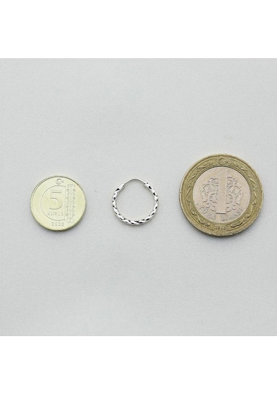 Yıldız Kalemli Beyaz Altın Halka Küpe Çapı: 1.40cm Beyaz Altın
