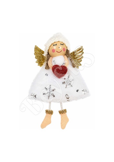 Yılbaşı Kar Meleği Kırmızı Kalp Desenli 13 Cm