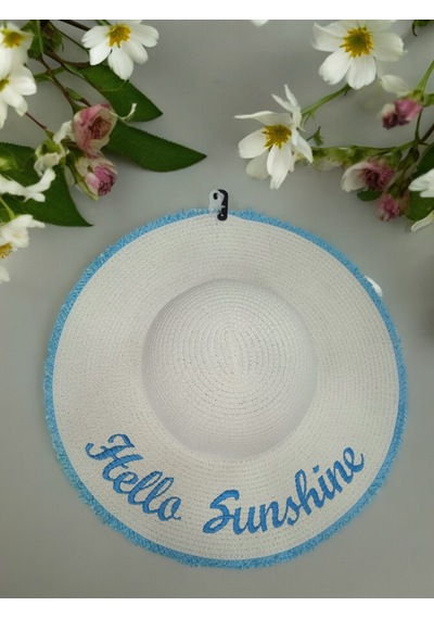 Shopiolog Kadın Hasır Plaj Şapkası Natural White Sute Bucket Hat Plaj Havuz Beyaz