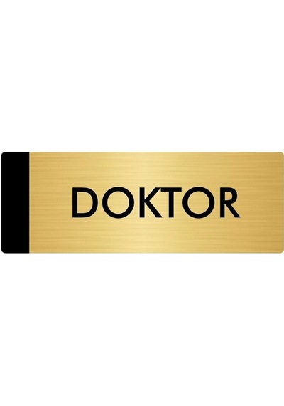 Metal Yönlendirme Levhası, Departman Kapı Isimliği Doktor 7x20 Cm Altın Renk