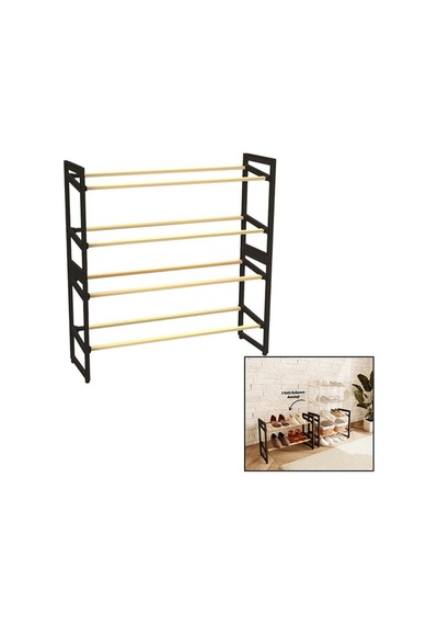 4 Katlı Ahşap Ayakkabılık 8 Ayakkabılık 20x65x51cm Çok Amaçlı Raf Çok Renkli