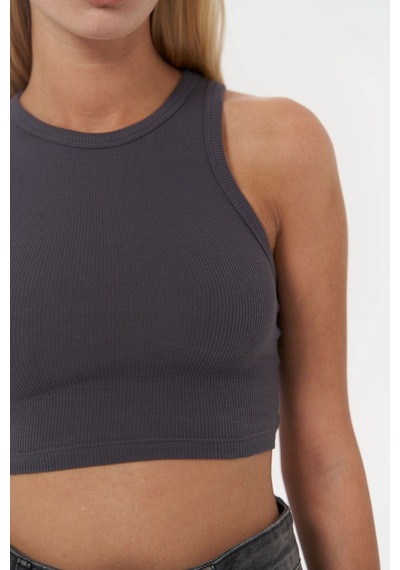 Mai Collection Mai Studios Co. 3149 - Fleur Fitilli Halter Yaka Antrasit Crop Antrasit