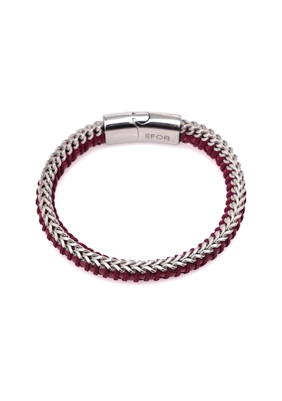 Örgü Modelli Deri Çelik Bordo Bileklik 086 Bordo