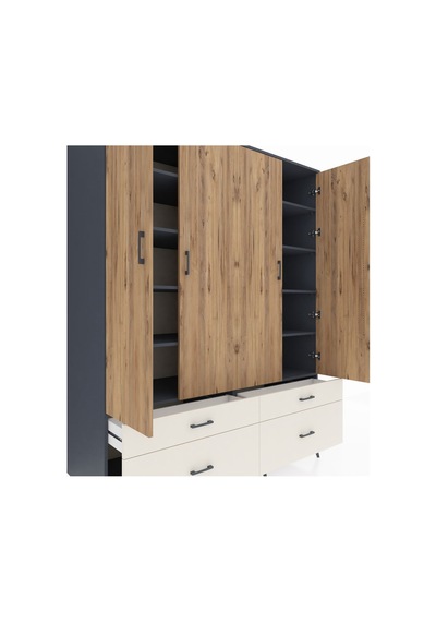 Kronos Gardrop 10 Raflı 4 Çekmeceli 4 Kapaklı 176x59x221 Antrasit-çam/aytaşı Çam/aytaşı Kronos Gardrop 10 Raflı 4 Çekmeceli 4 Kapaklı 176x59x221 Antrasit-çam/aytaşı Çam/aytaşı